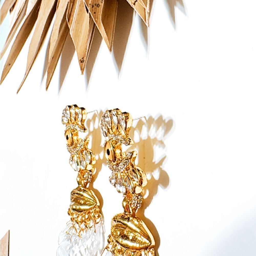 REVOLVE Gold and Crystal Eye Earrings - Picture 3 of 4